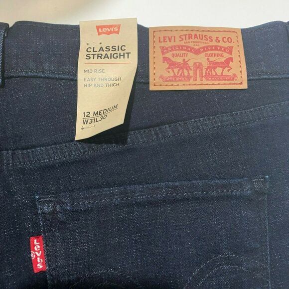 Levis 12 Medium Classic Straight Jeans Mid-Rise 31x30 Women's Denim Sculpt Soft - Picture 4 of 7